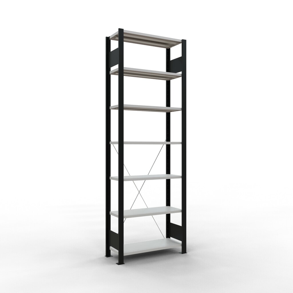 Immagine del prodotto: Scaffalatura per documenti SCHULTE campata base, monofronte, senza spondine posteriori, portata per piano 85 kg, nero, AxLxP , 2.300 x 750 x 300 mm