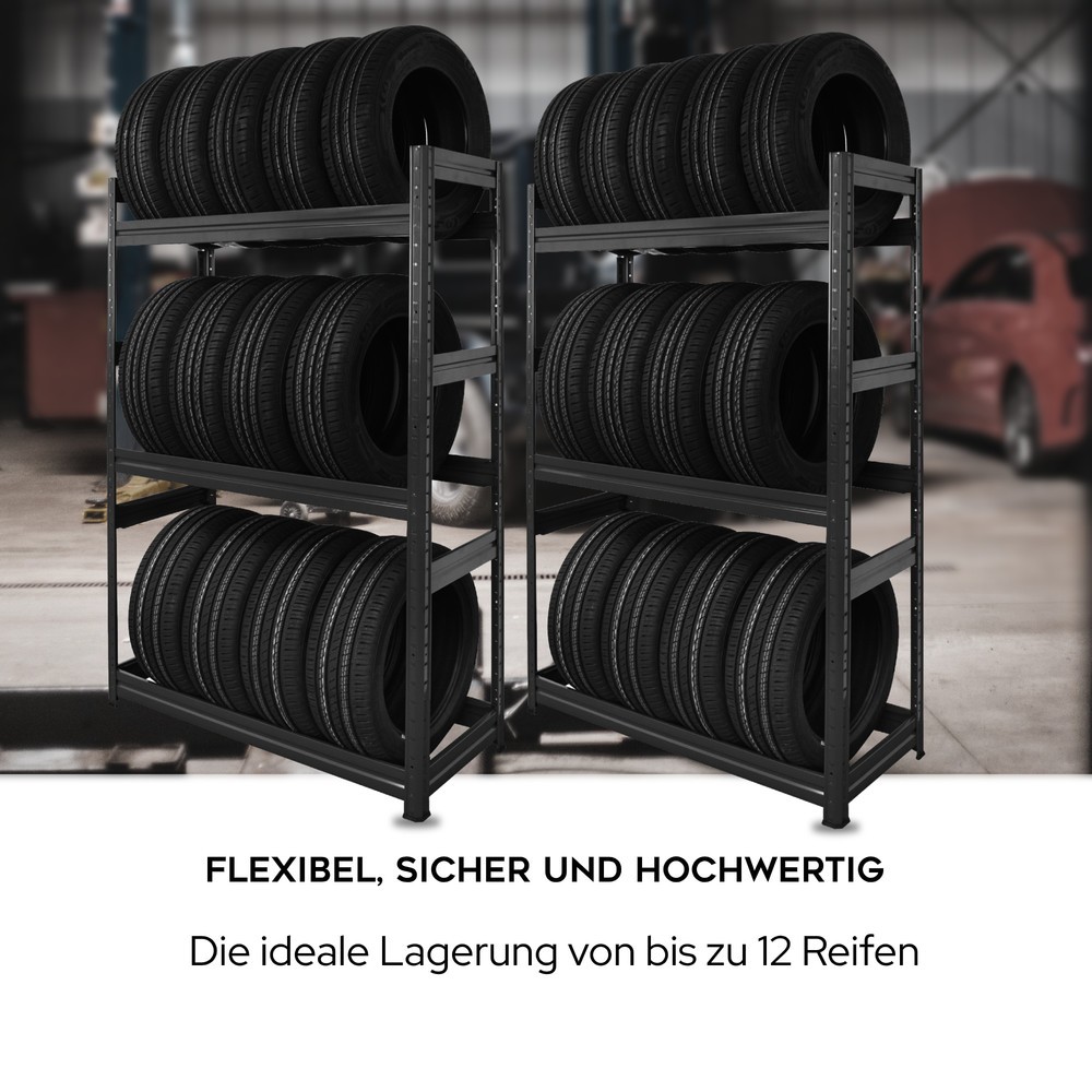Immagine del prodotto n. 2: Scaffalatura per pneumatici HEMMDAL, antracite - per 12 pneumatici - scaffalatura per carichi pesanti made in EU