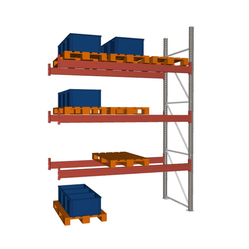 Immagine del prodotto: Scaffalatura porta-pallet META MULTIPAL, campata aggiuntiva, carico scaffale 3.750 kg, 12 posti pallet, altezza 3,8 m
