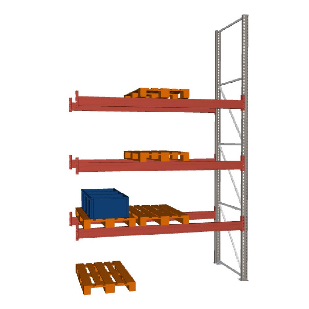 Immagine del prodotto: Scaffalatura porta-pallet META MULTIPAL, campata aggiuntiva, carico scaffale 2.910 kg, 12 posti pallet, altezza 4,4 m
