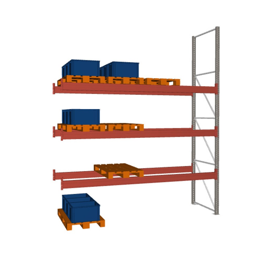 Immagine del prodotto: Scaffalatura porta-pallet META MULTIPAL, campata aggiuntiva, carico scaffale 3.880 kg, 16 posti pallet, altezza 4,4 m