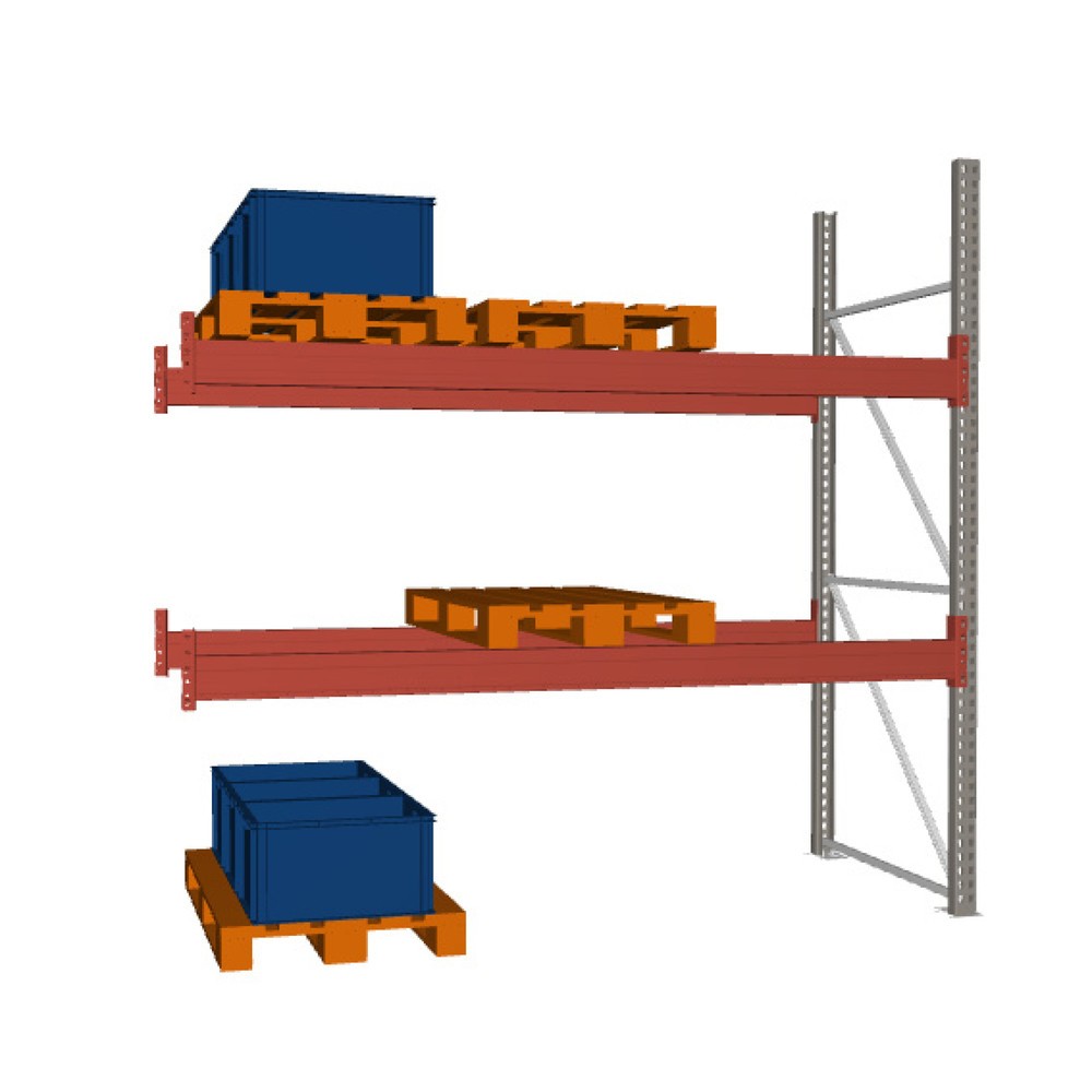 Immagine del prodotto: Scaffalatura porta-pallet META MULTIPAL, campata aggiuntiva, carico scaffale 3.750 kg, 9 posti pallet, altezza 2,7 m
