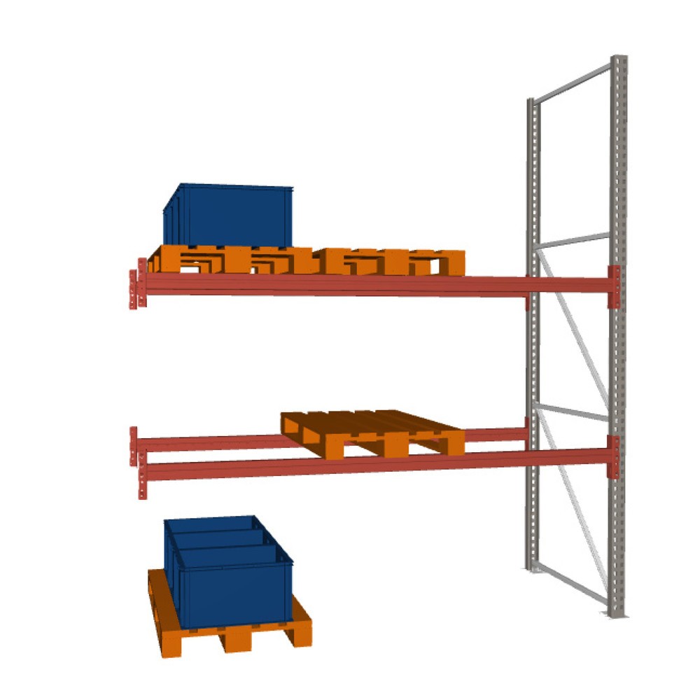 Immagine del prodotto: Scaffalatura porta-pallet META MULTIPAL, campata aggiuntiva, carico scaffale 1.470 kg, 9 posti pallet, altezza 3,3 m