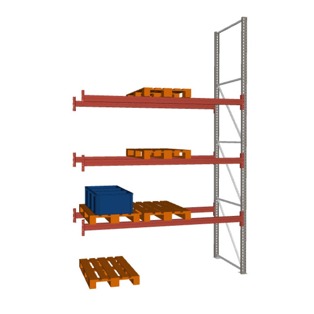 Immagine del prodotto: Scaffalatura porta-pallet META MULTIPAL, campata aggiuntiva, carico scaffale 1.470 kg, 12 posti pallet, altezza 4,4 m