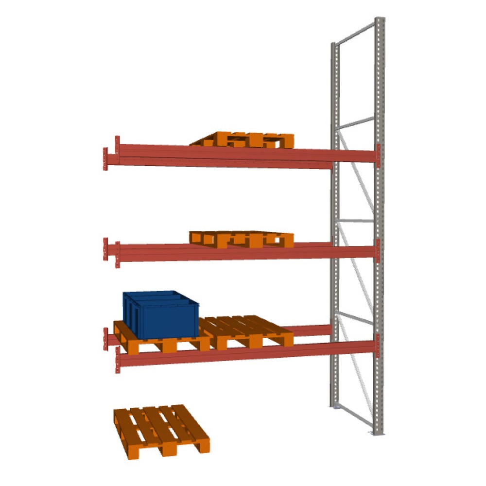 Immagine del prodotto: Scaffalatura porta-pallet META MULTIPAL, campata aggiuntiva, carico scaffale 2.370 kg, 12 posti pallet, altezza 4,4 m