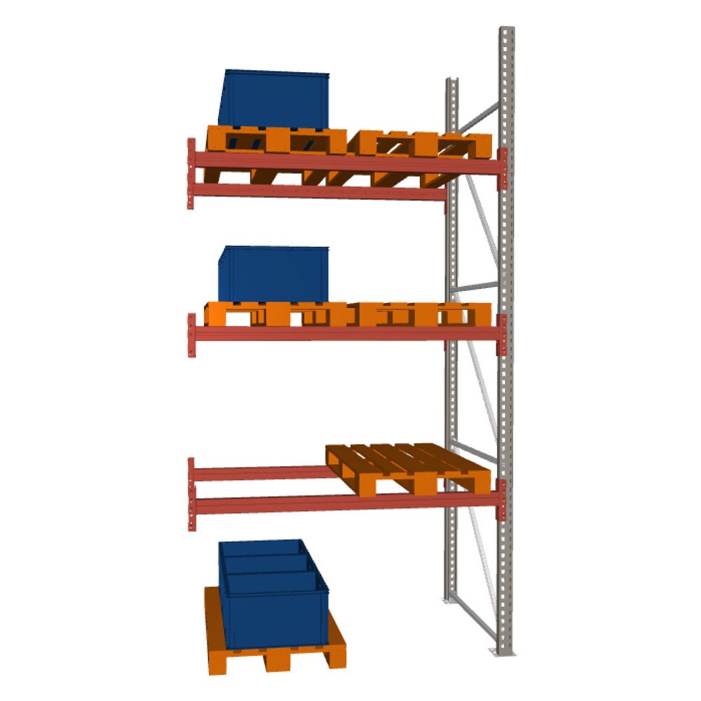 Immagine del prodotto n. 1: Scaffalatura porta-pallet META MULTIPAL, campata aggiuntiva, carico scaffale 2.000 kg, 8 posti pallet, altezza 3,8 m