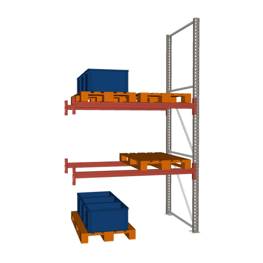 Immagine del prodotto: Scaffalatura porta-pallet META MULTIPAL, campata aggiuntiva, carico scaffale 2.000 kg, 6 posti pallet, altezza 3,3 m