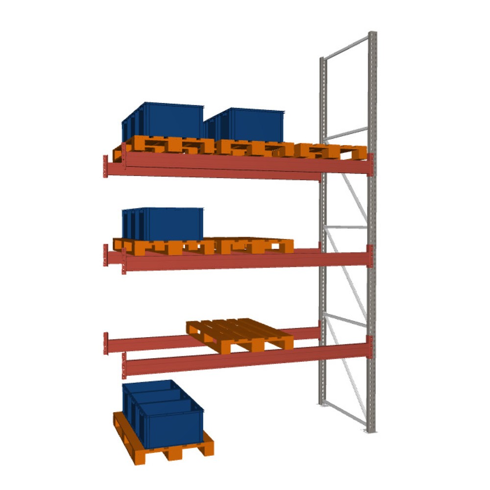 Immagine del prodotto: Scaffalatura porta-pallet META MULTIPAL, campata aggiuntiva, carico scaffale 3.750 kg, 12 posti pallet, altezza 4,4 m