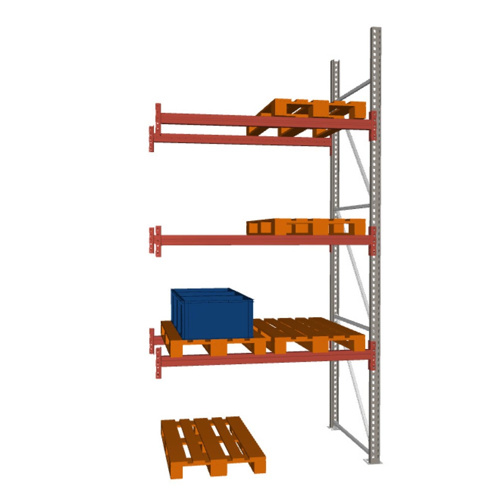 Immagine del prodotto: Scaffalatura porta-pallet META MULTIPAL, campata aggiuntiva, carico scaffale 2.220 kg, 6 posti pallet, altezza 3,8 m