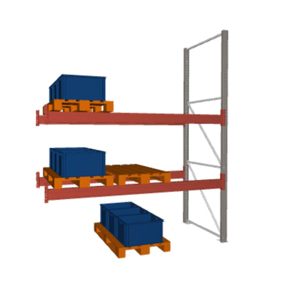 Immagine del prodotto: Scaffalatura porta-pallet META MULTIPAL, campata aggiuntiva, carico scaffale 2.340 kg, 9 posti pallet, altezza 3,3 m