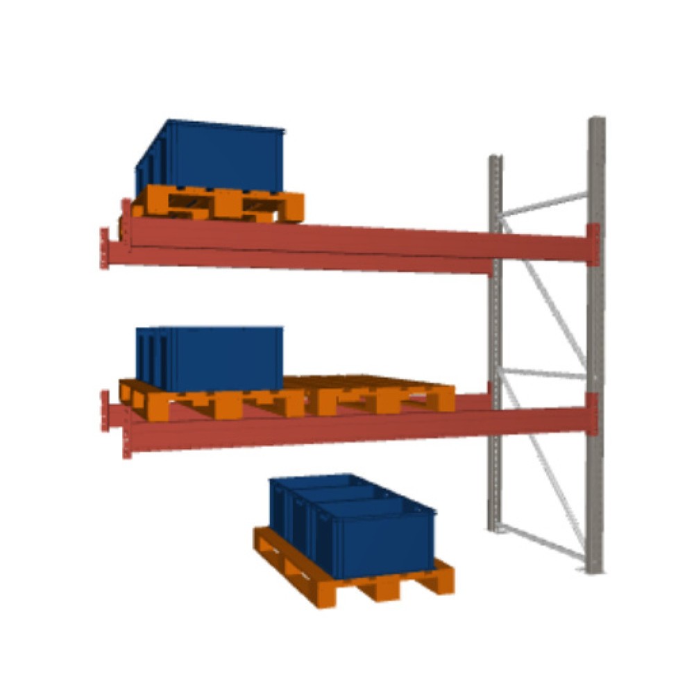 Immagine del prodotto: Scaffalatura porta-pallet META MULTIPAL, campata aggiuntiva, carico scaffale 2.340 kg, 9 posti pallet, altezza 2,7 m