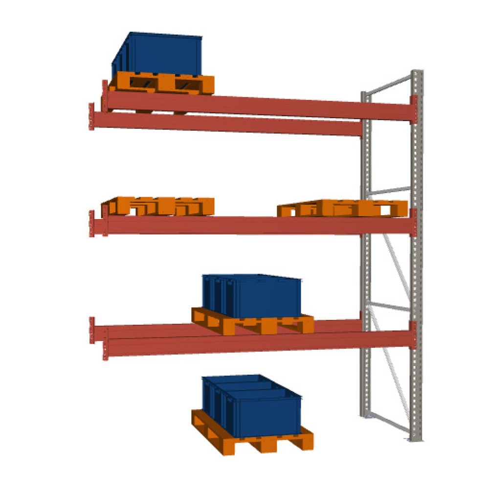 Immagine del prodotto: Scaffalatura porta-pallet META MULTIPAL, campata aggiuntiva, carico scaffale 2.910 kg, 12 posti pallet, altezza 3,8 m