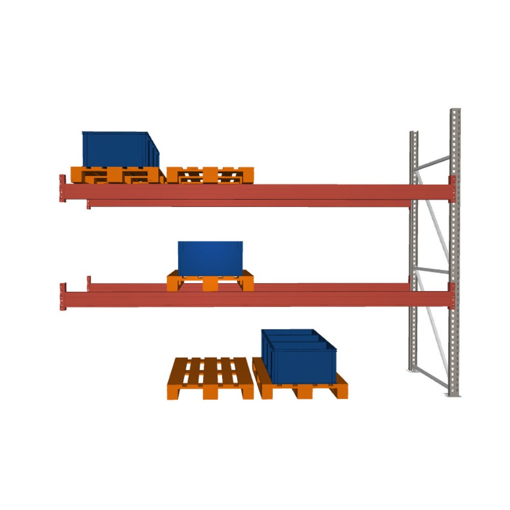 Immagine del prodotto: Scaffalatura porta-pallet META MULTIPAL, campata aggiuntiva, carico scaffale 3.960 kg, 12 posti pallet, altezza 2,7 m