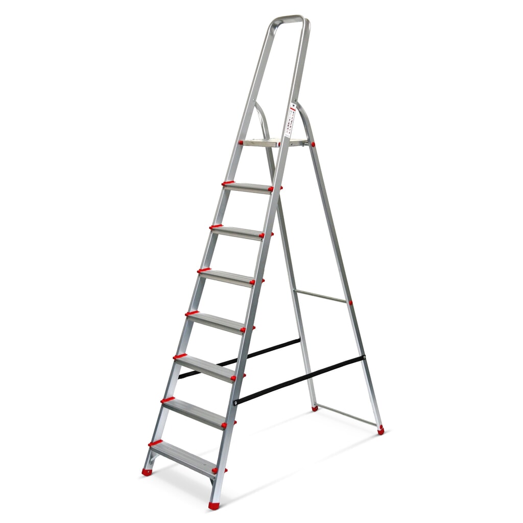 Scala a libro con piattaforma e staffa, salita da un lato
