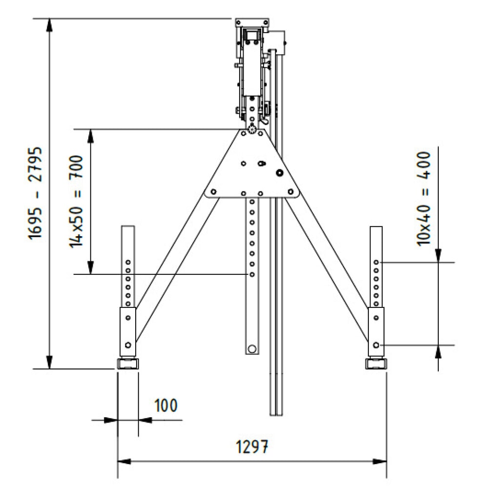 Immagine del prodotto n. 3: SCHILLING Gru a portale in alluminio con traversa divisibile, punto di aggancio 1.249-2.349 mm, portata 500 kg