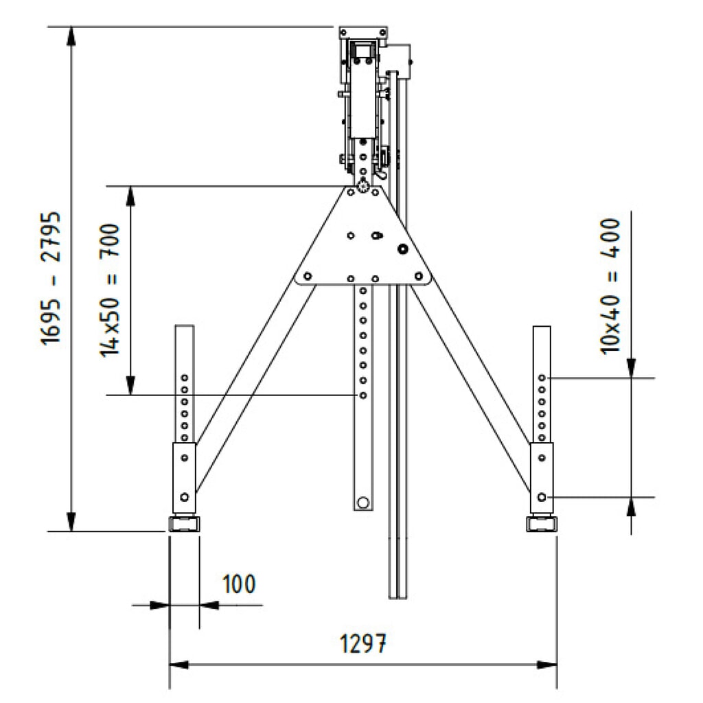 SCHILLING Gru a portale in alluminio con traversa divisibile, punto di aggancio 1.249-2.349 mm, portata 500 kg Immagine del prodotto n. 3: SCHILLING Gru a portale in alluminio con traversa divisibile, punto di aggancio 1.249-2.349 mm, portata 500 kg