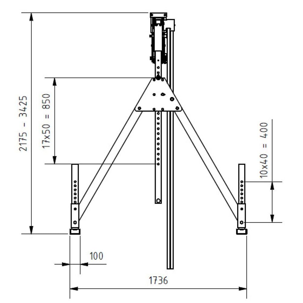 Immagine del prodotto n. 3: SCHILLING Gru a portale in alluminio con traversa divisibile, punto di aggancio 1.730-2.980 mm, portata 500 kg