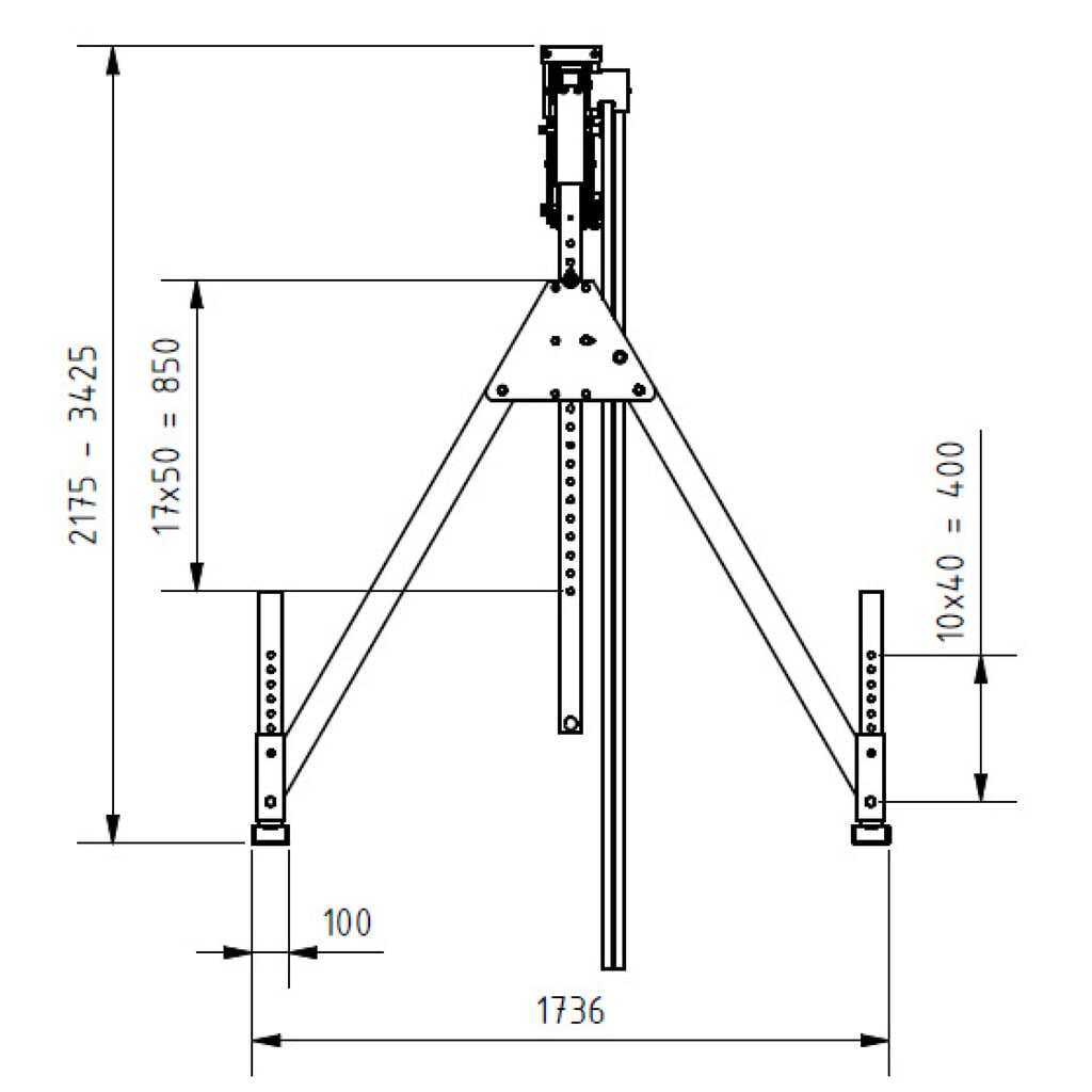 Immagine del prodotto n. 3: SCHILLING Gru a portale in alluminio con traversa divisibile, punto di aggancio 1.730-2.980 mm, portata 500 kg