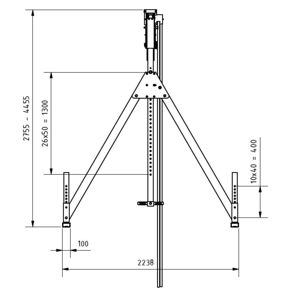 Immagine del prodotto n. 3: SCHILLING Gru a portale in alluminio con traversa divisibile, punto di aggancio 2.310-4.010 mm, portata 500 kg