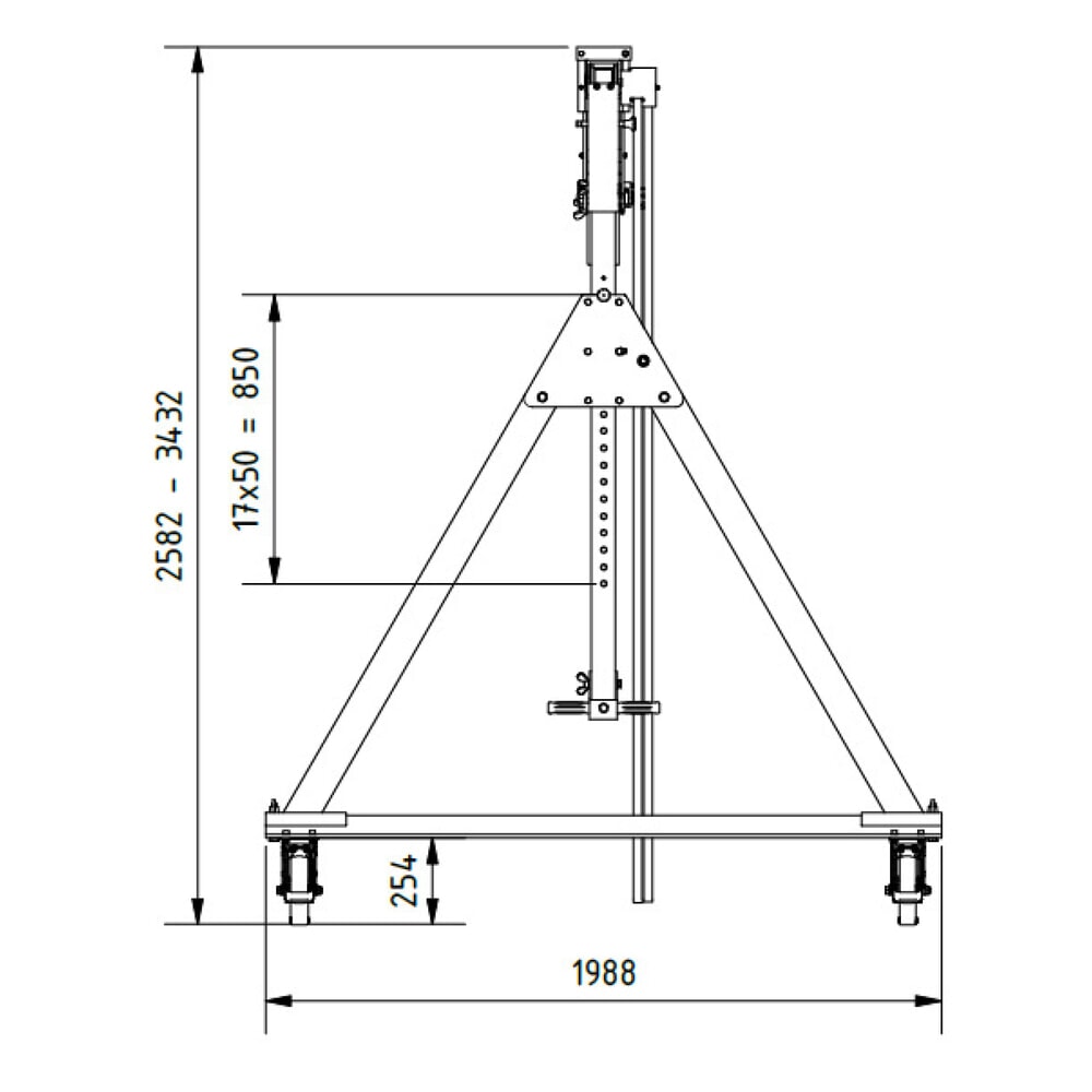 Immagine del prodotto n. 2: SCHILLING Gru a portale in alluminio con traversa divisibile, mobile, altezza totale max. 3.470 mm, portata 500 kg
