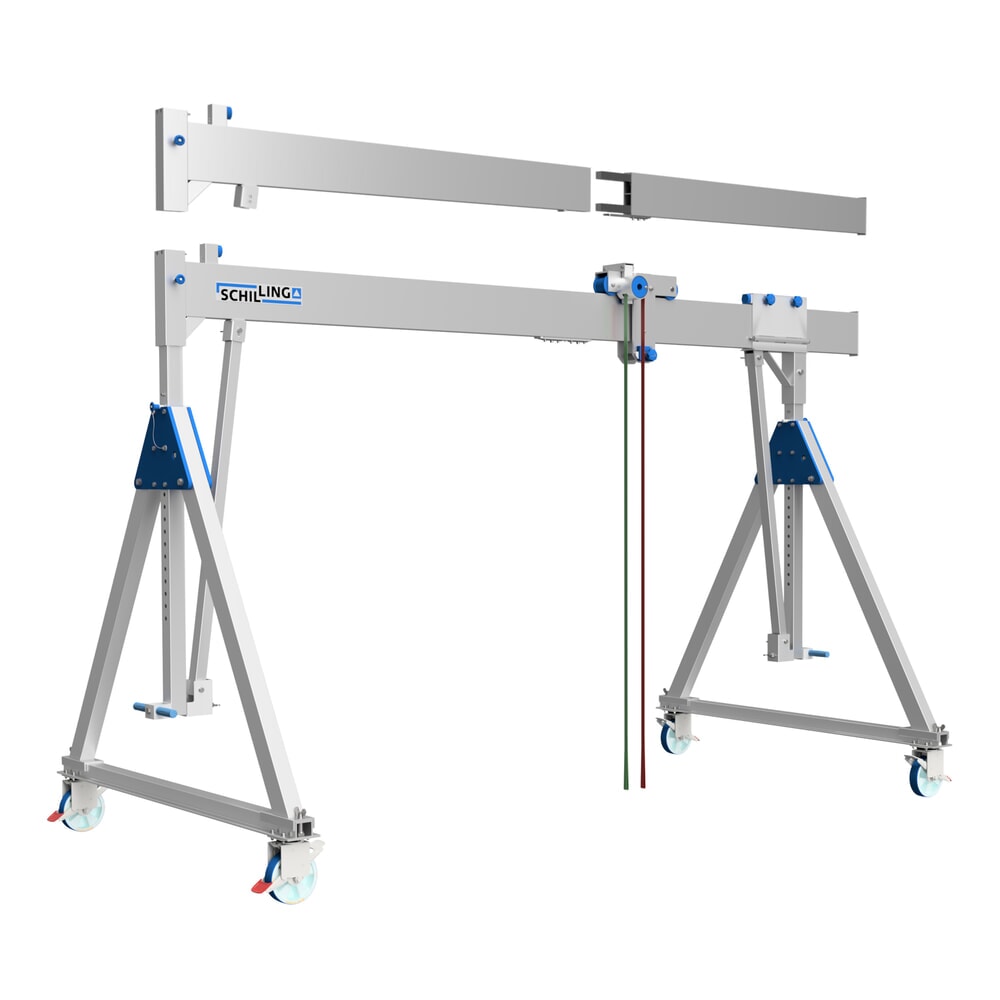 Immagine del prodotto: SCHILLING Gru a portale in alluminio con traversa divisibile, mobile, altezza totale max. 2.560 mm, portata 500 kg
