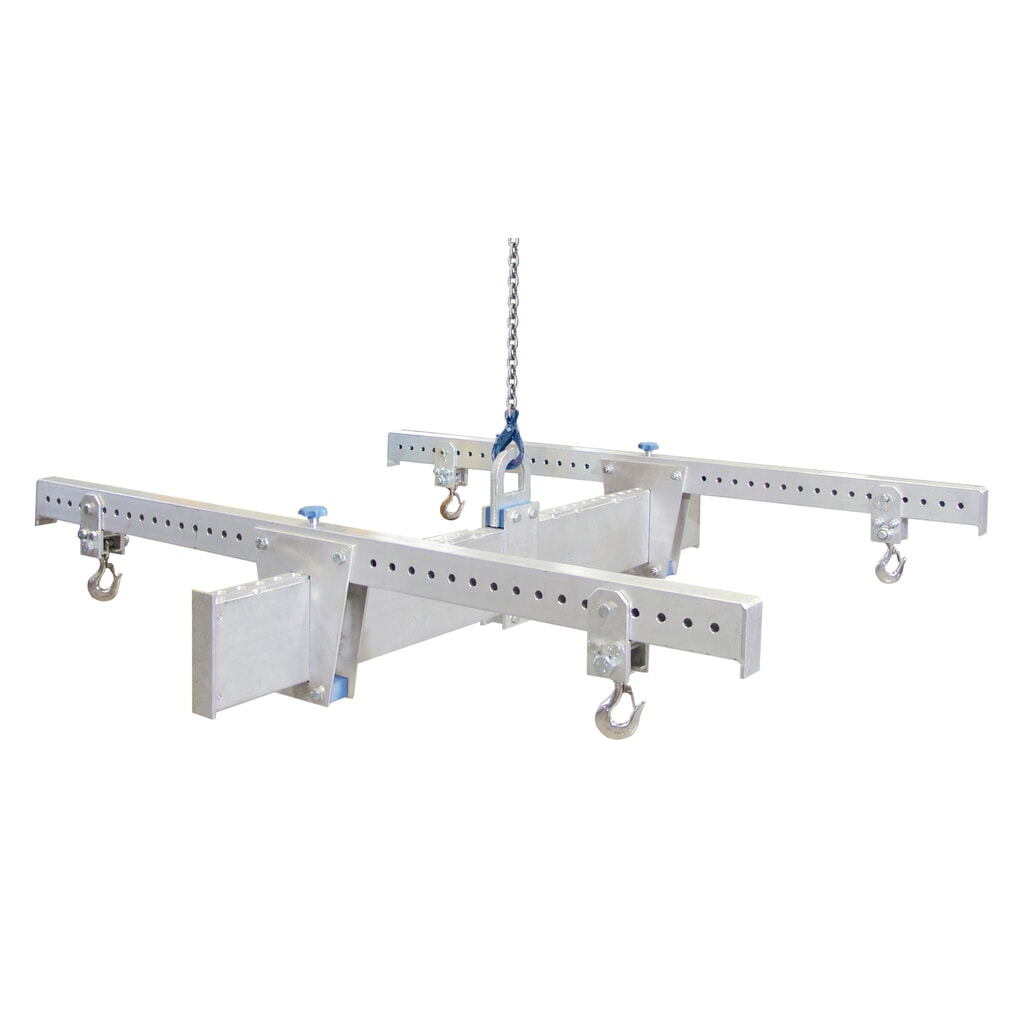 Immagine del prodotto: SCHILLING traversa di carico in alluminio con struttura ad H, con 4 ganci di sicurezza, traversa principale 2 m, traversa obliqua 2 m, portata 1.000 kg