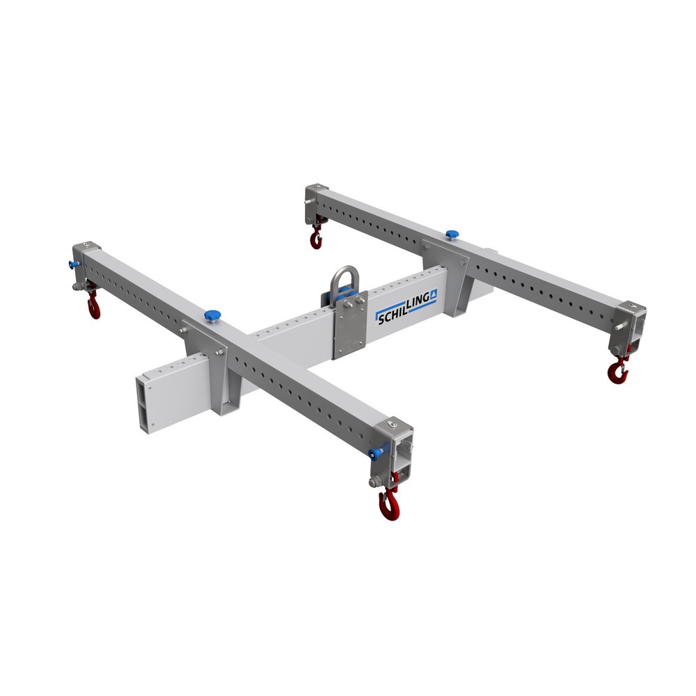 Immagine del prodotto n. 1: SCHILLING traversa di carico in alluminio con struttura ad H, con 4 ganci di sicurezza, traversa principale 2 m, traversa obliqua 2 m, portata 1.500 kg