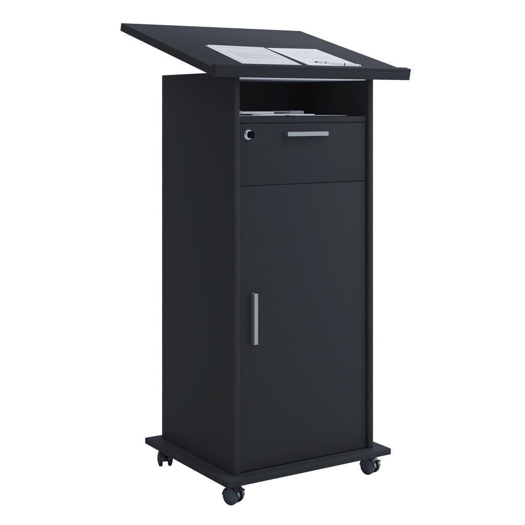 Leggio su ruote VCM Melta con porta, nero Immagine del prodotto: Leggio su ruote VCM Melta con porta, nero