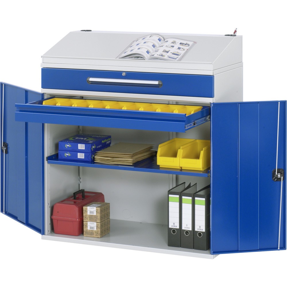 Immagine del prodotto n. 1: Armadio scrittoio RAU, HxBxT 1.110-1.220 x 1.100 x 520 mm, cassetti 1 x 80, 1 x 120 mm.