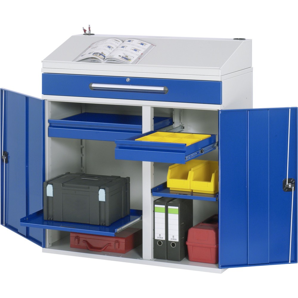 Immagine del prodotto: Armadio scrittoio RAU, HxBxT 1.110-1.220 x 1.100 x 520 mm, con 2 cassetti da 80 e 1 cassetto da 120 mm.