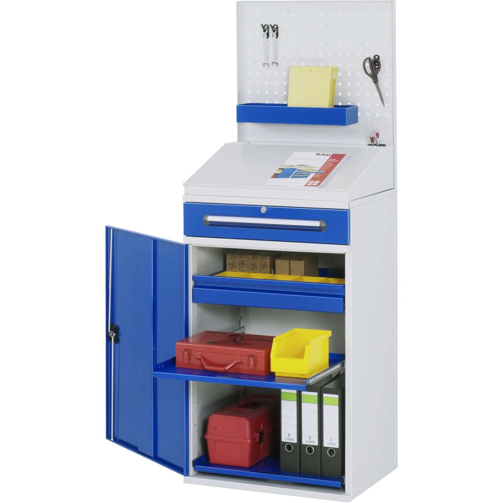 Immagine del prodotto: Armadio scrittoio RAU, HxBxT 1.110-1.770 x 650 x 520 mm, cassetti 1 x 80, 1 x 120 mm