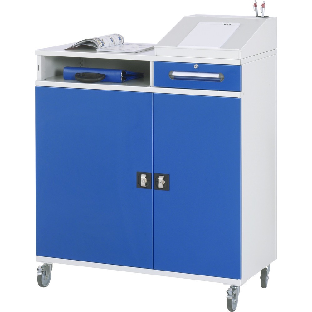Immagine del prodotto n. 2: Scrittoio mobile RAU, AxLxP 1.185-1.345 x 1.100 x 520 mm, cassetti 2 x 80, 1 x 120 mm