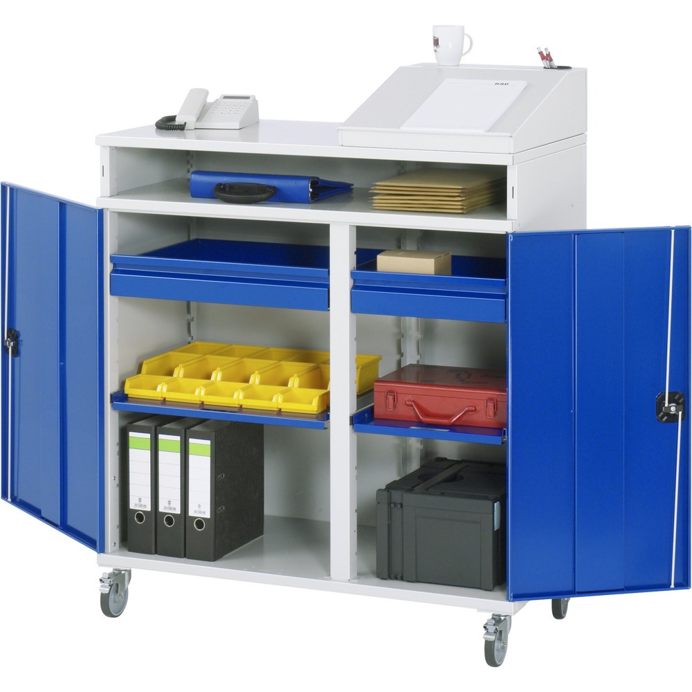 Immagine del prodotto: Scrittoio mobile RAU, AxLxP 1.185-1.345 x 1.100 x 520 mm, cassetti 2 x 80 mm