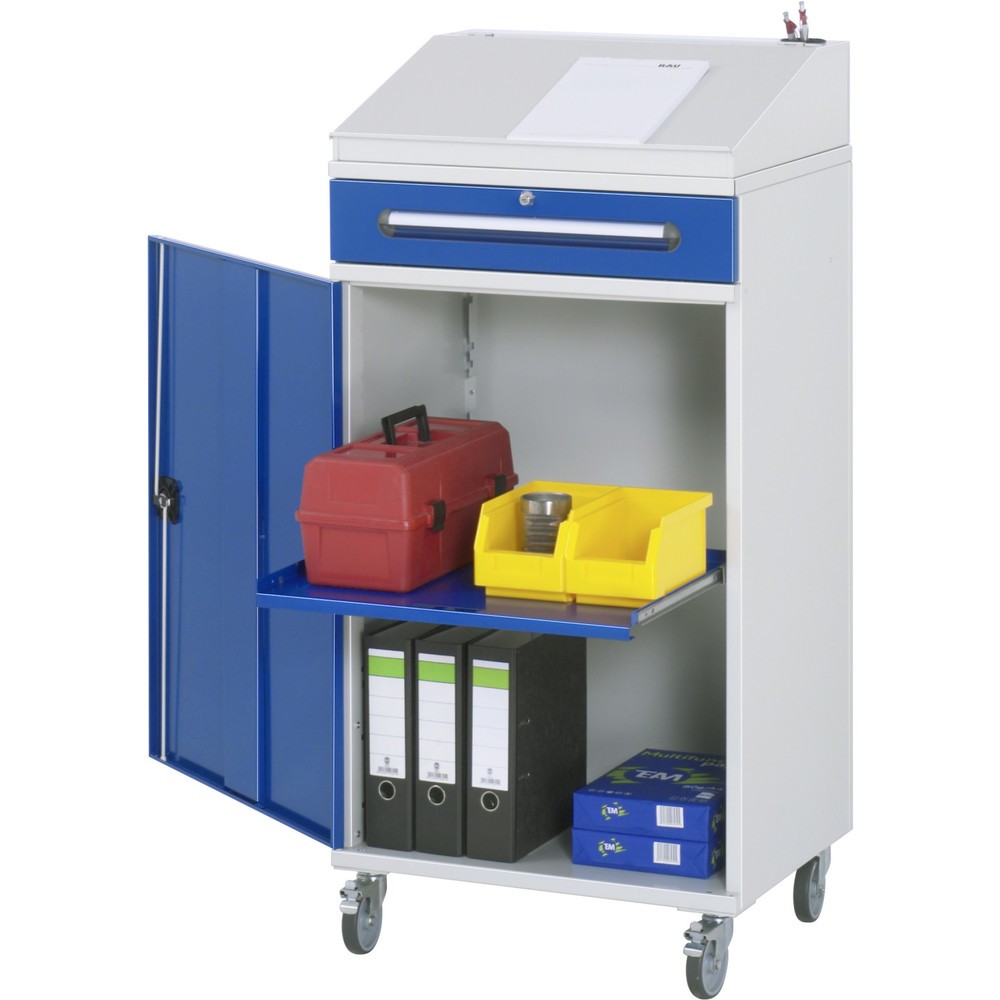 Immagine del prodotto n. 1: Scrittoio mobile RAU, AxLxP 1.235-1.345 x 650 x 520 mm, cassetti 1 x 120 mm