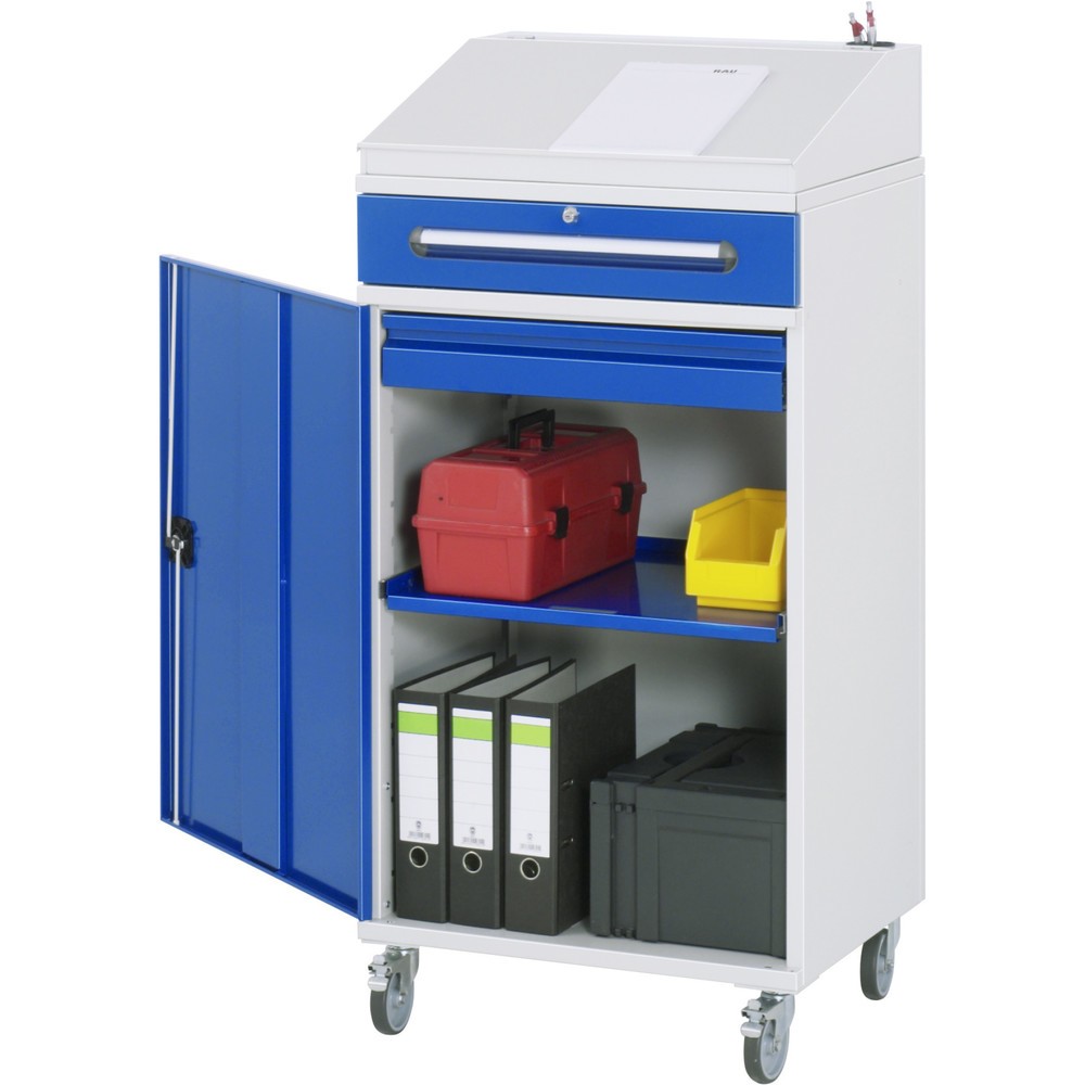 Immagine del prodotto n. 1: Scrittoio mobile RAU, AxLxP 1.235-1.345 x 650 x 520 mm, cassetti 1 x 80, 1 x 120 mm