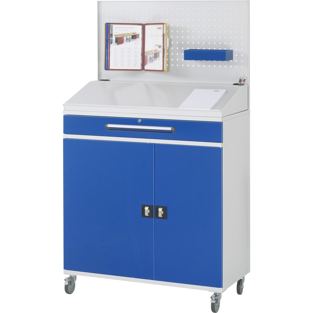 Immagine del prodotto n. 2: Leggio su ruote mobile RAU, HxBxT 1.235-1.895 x 1.100 x 520 mm, cassetti 1 x 80, 1 x 120 mm