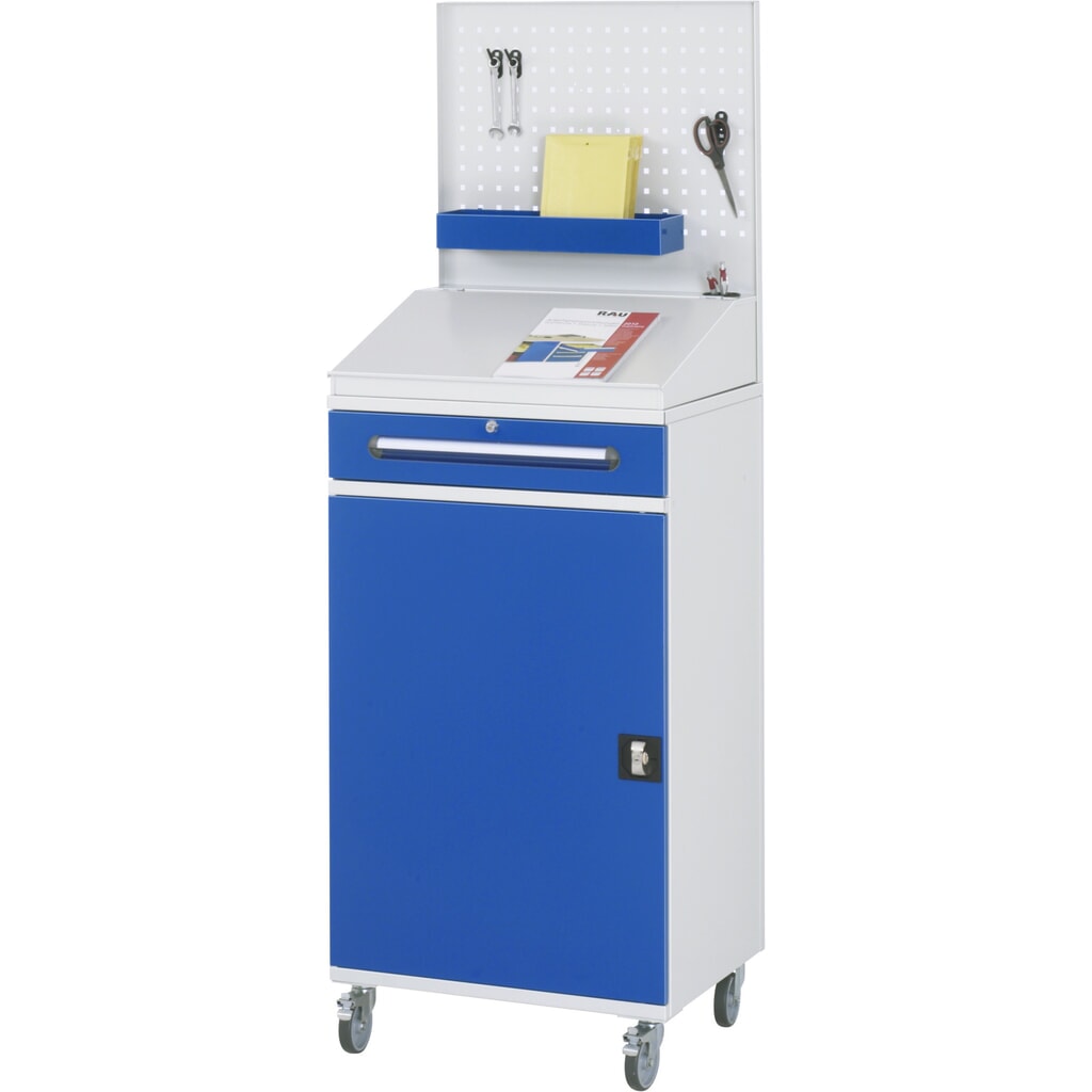 Leggio su ruote mobile RAU, HxBxT 1.235-1.895 x 650 x 520 mm, cassetti 1 x 80, 1 x 120 mm Immagine del prodotto n. 2: Leggio su ruote mobile RAU, HxBxT 1.235-1.895 x 650 x 520 mm, cassetti 1 x 80, 1 x 120 mm