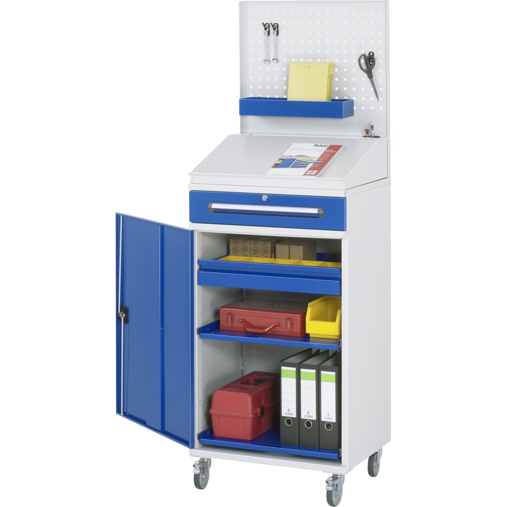 Leggio su ruote mobile RAU, HxBxT 1.235-1.895 x 650 x 520 mm, cassetti 1 x 80, 1 x 120 mm Immagine del prodotto n. 3: Leggio su ruote mobile RAU, HxBxT 1.235-1.895 x 650 x 520 mm, cassetti 1 x 80, 1 x 120 mm