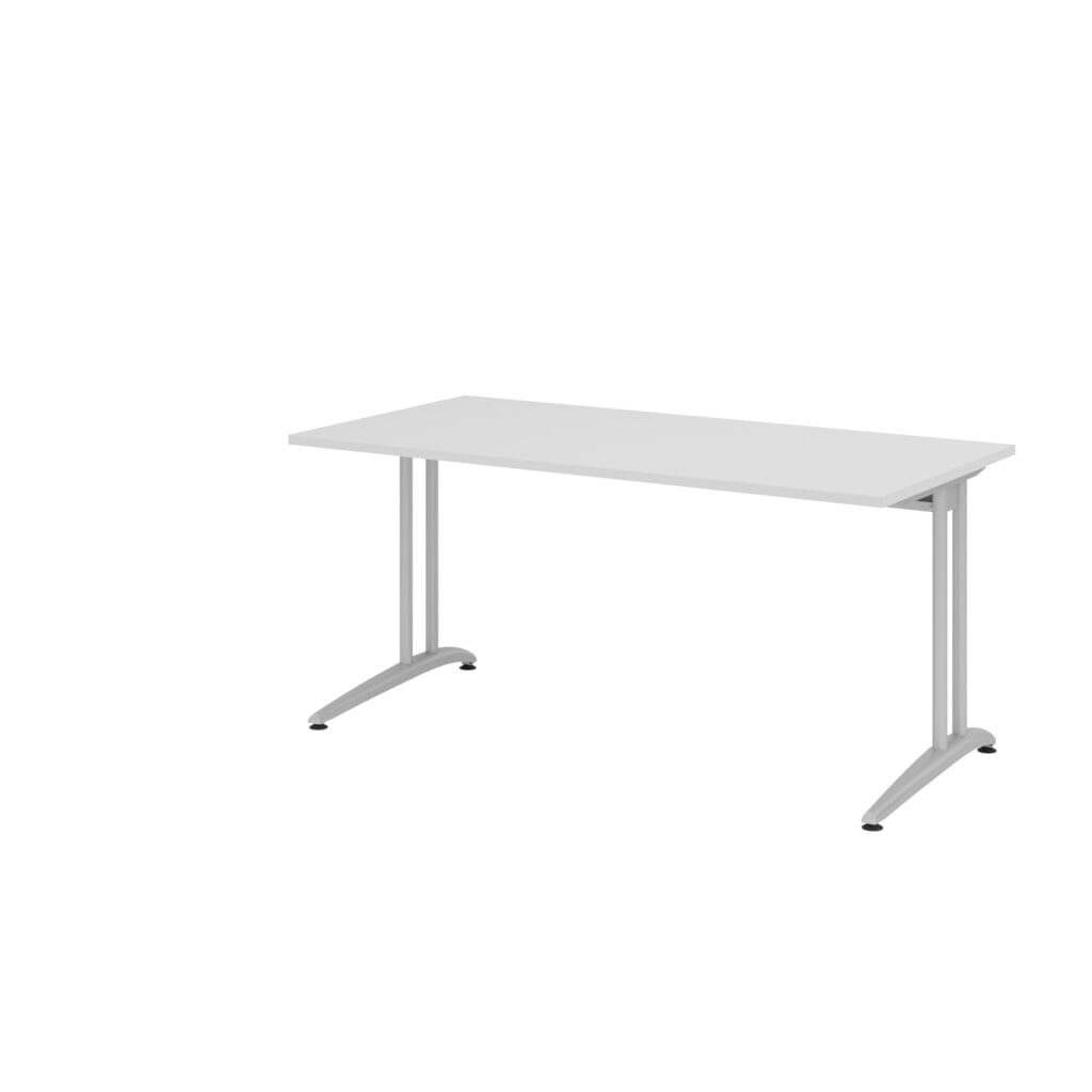 Scrivania da ufficio Hammerbacher Akzent, telaio con piedino a C, HxLxP 740 x 1.600 x 800 mm, grigio. Immagine del prodotto: Scrivania da ufficio Hammerbacher Akzent, telaio con piedino a C, HxLxP 740 x 1.600 x 800 mm, grigio.