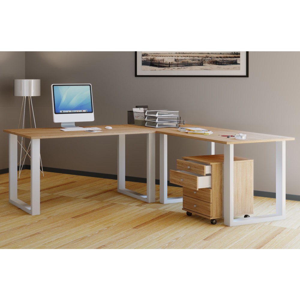 Immagine del prodotto n. 2: Scrivania angolare Lona, LaxP 220 x 80 e 160 x 80 cm, piedini a U, quercia Sonoma