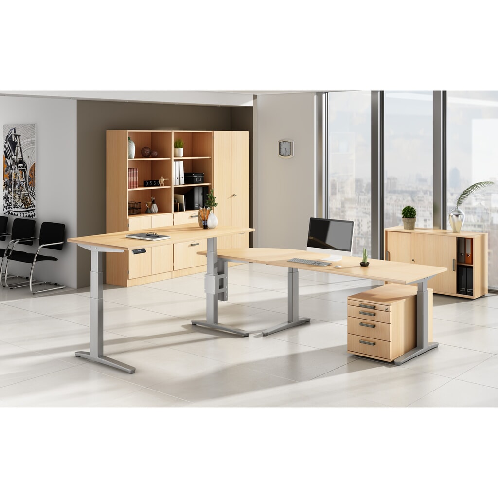 Immagine del prodotto n. 5: Scrivania Hammerbacher regolabile elettricamente in altezza, con interruttore memory, piedino a C, LxP 1.800 x 800 mm, rovere