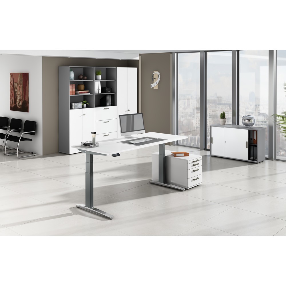 Immagine del prodotto n. 6: Scrivania con funzione memory, piede a C regolabile in altezza, LxP 1.600 x 800 mm, grigio