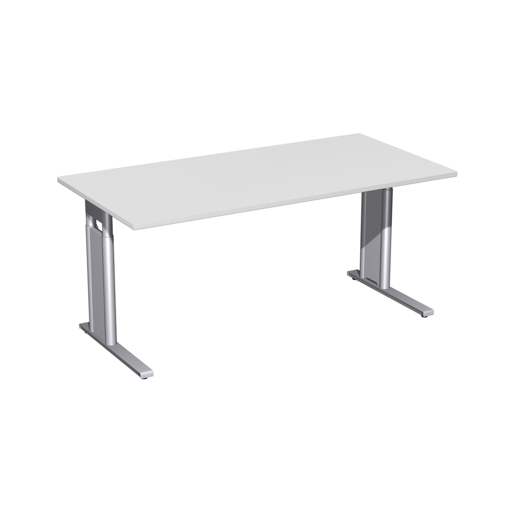 Immagine del prodotto: Geramöbel scrivania Profi regolabile manualmente in altezza, telaio con piedino a C, LxP 1.600 x 800 mm, grigio chiaro.
