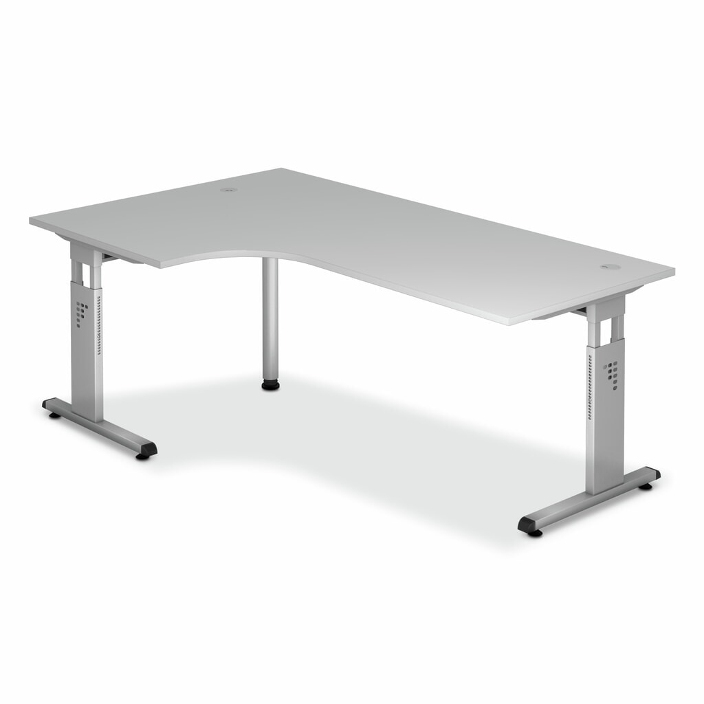 Scrivania Solid, forma angolare a 90°, telaio con piedino a C