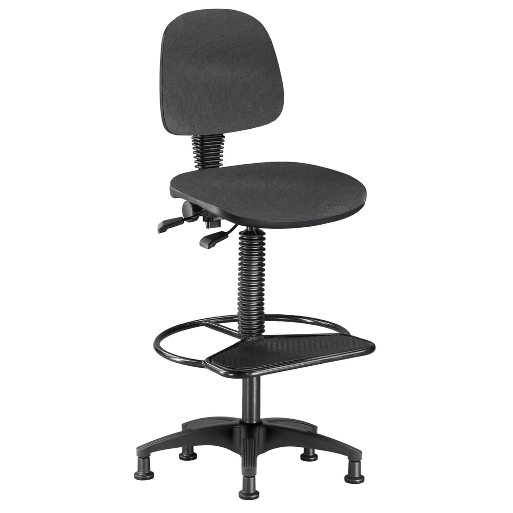 Immagine del prodotto n. 1: Sedia girevole da lavoro BM Industrie, similpelle, altezza sedile 680-800 mm, piedini, poggiapiedi ad anello con piastra, grigio