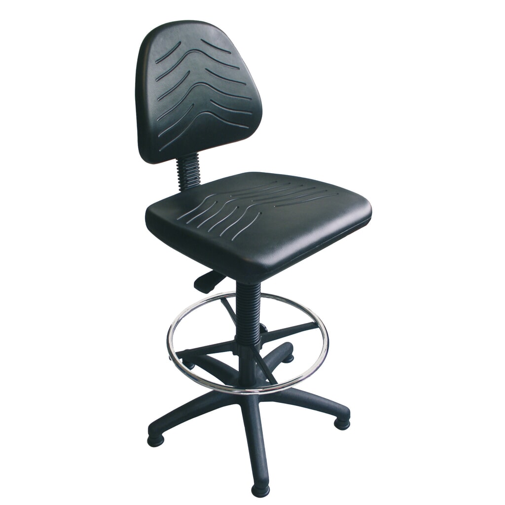 Immagine del prodotto: Sedia girevole da lavoro comfort, imbottitura in tessuto, altezza seduta 520-710 mm, base in materiale plastico, piedini, poggiapiedi ad anello