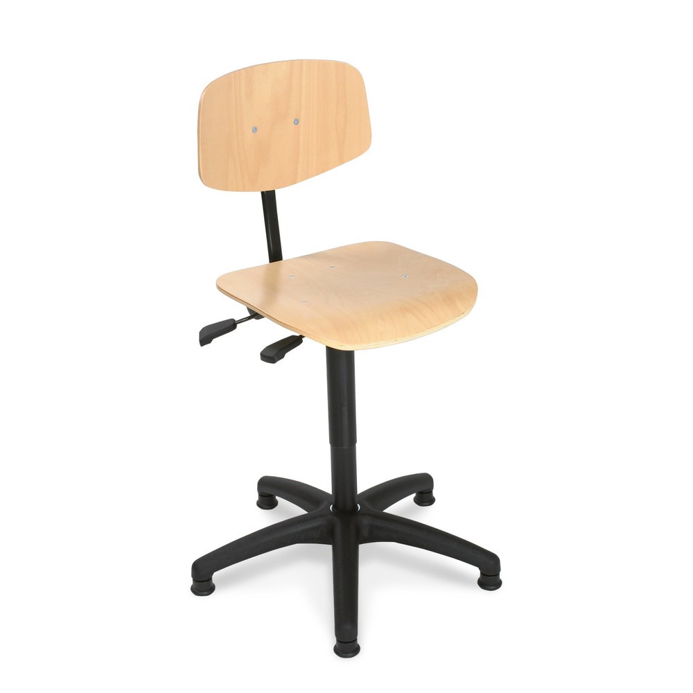 Immagine del prodotto: Sedia girevole da lavoro Easy faggio, altezza seduta 430-630 mm, base in materiale plastico, piedini