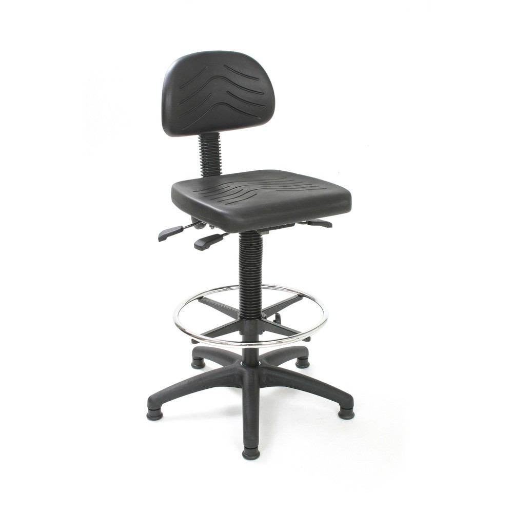 Immagine del prodotto n. 1: HEMMDAL Sedia girevole da lavoro Easy in poliuretano, altezza seduta 510-710 mm, base in materiale plastico, piedini, poggiapiedi ad anello