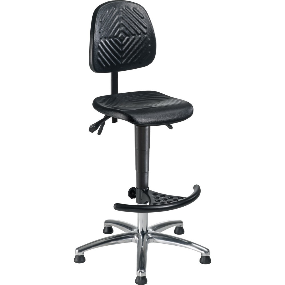 Immagine del prodotto: Sedia girevole da lavoro High-Level, altezza seduta 600-840 mm, base in acciaio cromato, piedini, poggiapiedi