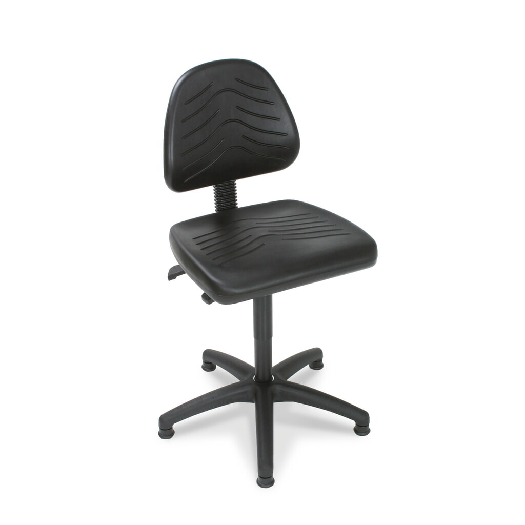 Immagine del prodotto: Sedia girevole da lavoro Universal, altezza sedile 450-640 mm., base in plastica, piedini in gomma, similpelle, nera